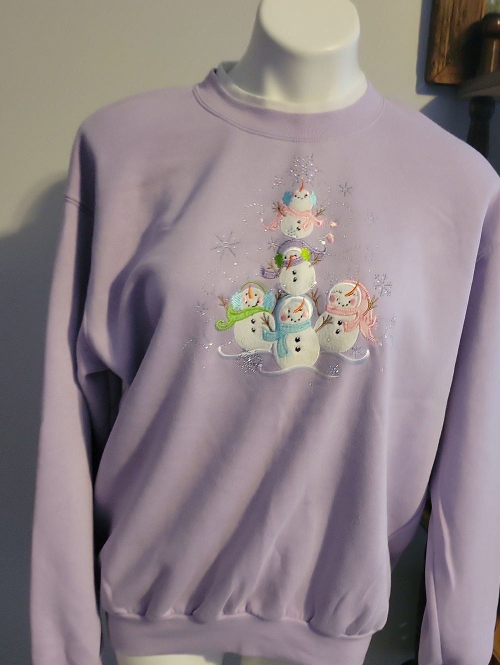 Lavender Snowman Graphic Sweatshirt - Women...size XL